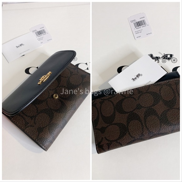 New Coach Signature Medium Envelope Trifold Wallet - Picture 2 of 3